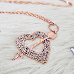 Vintage Betsey Johnson arrow heart statement necklace studded rose gold cupid